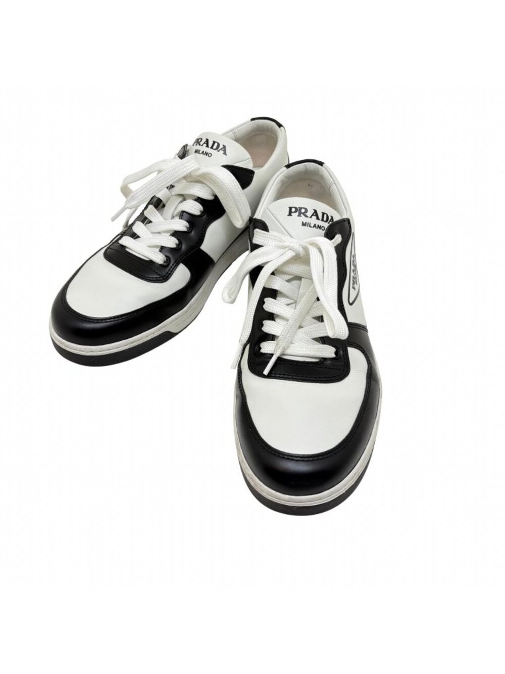 Prada Sneakers White Black Leather 8.5
